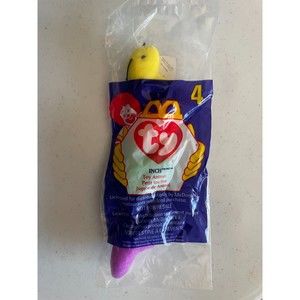Ty Teenie Beanie Baby Inch the Worm #4 McDonalds Happy Meal Toy 1998